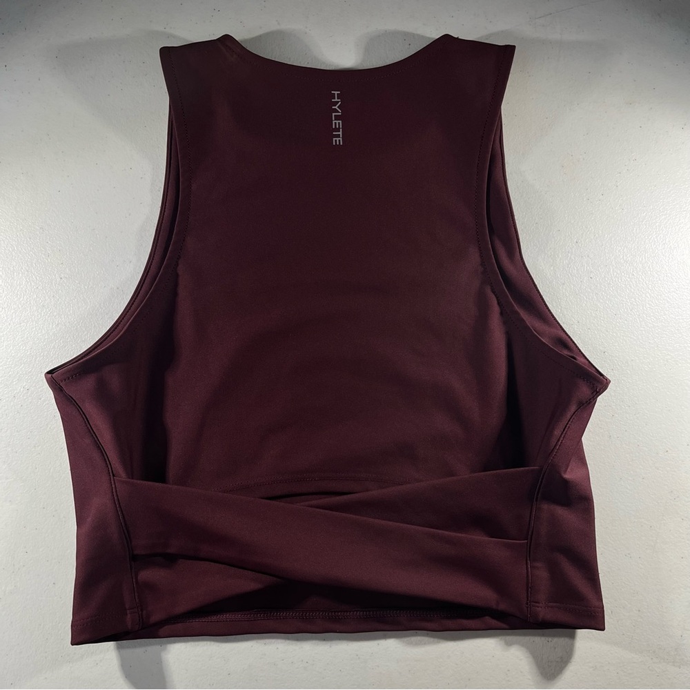 HYLETE Size Medium Cropped Tank Top Cropped Athletic Top Burgundy Red Used - Picture 2 of 5